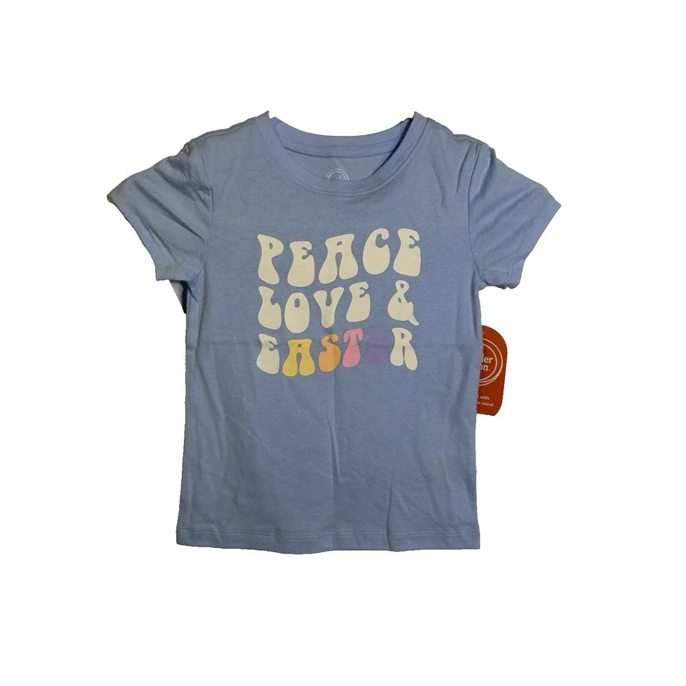 wonder nation girls peace love easter short sleeve shirt size XS extra small 4 5